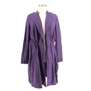 Lightweight trenchcoat style jacket with drawstrings to cinch around waste
